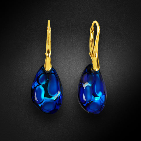 Sudraba auskari "Radiolariants (Bermuda Blue)" ar Swarovski™ kristāliem